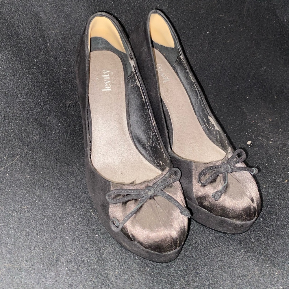 Cute Black High Thick Heel Stilettos with Bow